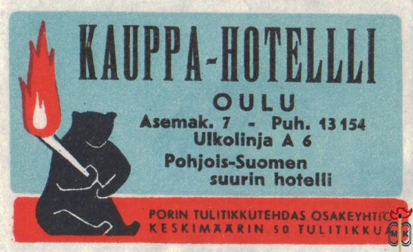 KAUPPA-HOTELLLI Oulu Asemak. 7 - Puh. 13 154 Ulkolinja A 6 Pohjois-Suo