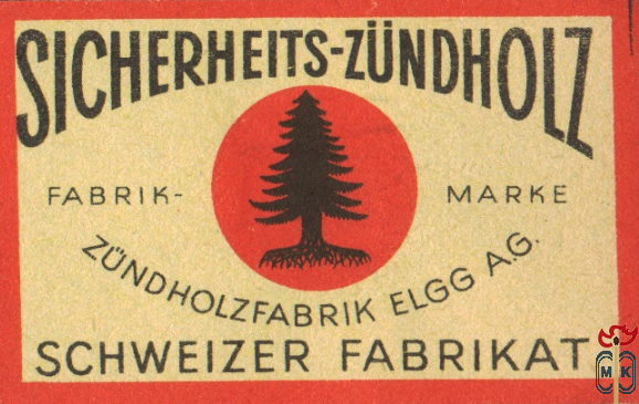 SICHERHEITS-ZUNDHOLZ Zundholzfabrik Elgg A.G. Schweizer Fabrikat