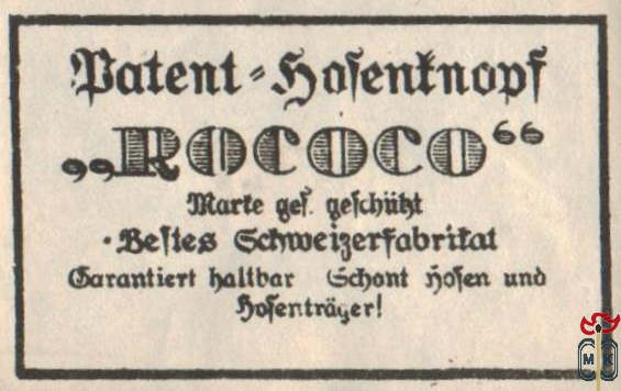 ROCOCO Patent Hafentnopf Tarte gel. gelchuht Beftes Schweigerfabritat