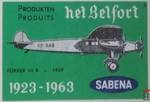 FOKKER VII B - 1929 Hef Belford Produkten Produits Sabena 1923-1963