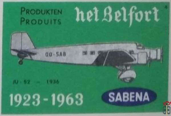 JU-52 - 1936 Hef Belford Produkten Produits Sabena 1923-1963