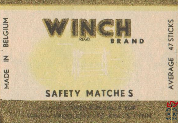 Winch brand safety matches average 47 sticks made in Belgium