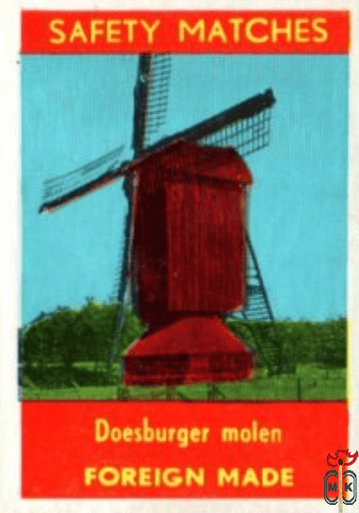 Doesburger molen safety matches foreign made