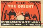 The Orient S O K Impregnated safety match manufactured in Finland