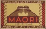 Maori Impregnated safety matches average contents 60 matches made in F