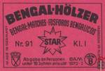 BENGAL-HOLZER Bengal-matches-fosforos bengalicos Star Nr.91 KI.I Abgob