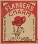 Flanders Charm impregnated safety matches average 20 sticks made in Be