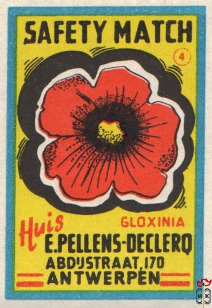 Gloxinia E.Pellens-Declerq Abdustraat, 170 Antwerpen Huis Safety match