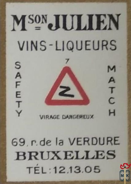 Virage dangereux M son JULIEN Vins-Liqueurs 69.r.de la Verdure Bruxell