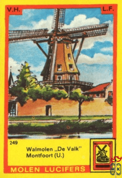 Walmolen "De Valk" Montfoort (U.) Molen lucifers v.h. l.f.
