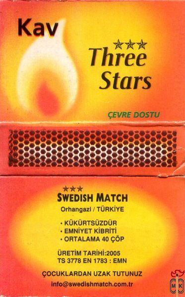 KAV Three stars cevre dostu Swedish match Orhangasi/Turkiye Kukurtsuzd