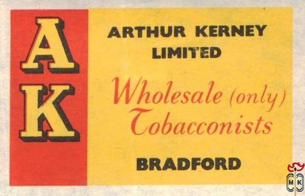AK Arthur Kerney limited Wholesale (only) Tobacconists Bradford
