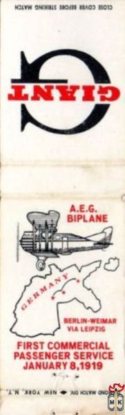 A.E.G. Berlin-weimar via Leipzig first commercial passenger service Ja