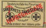 SAKERHETS TANDSTICKOR Impregnerade Tandsticksfabriks Fleurier Paraffin