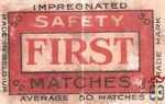 First safety matches impregnated average 50 matches trade mark made in