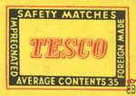 Tesco safety matches foreign made impregnated average contents 35