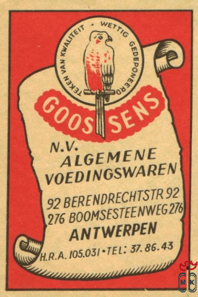 Goos Sens teken van kwaliteit wettig gedeponeero n.v. algemene voeding
