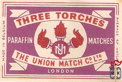 Three torches the union match Co Ltd paraffin matches London average 4