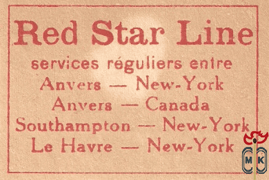 Red Star Line services reguliers entre Anvers-New-York Anvers-Canada S