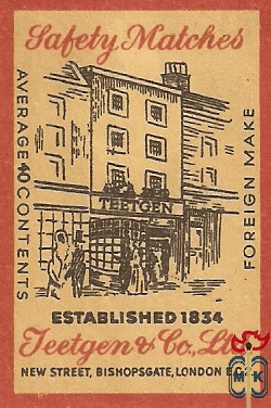 Labety matches established 1834 Feetgen co Ltd. New Street, Bishopsgat