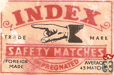 Index trade mark safety match trade mark foreign made impregnated aver