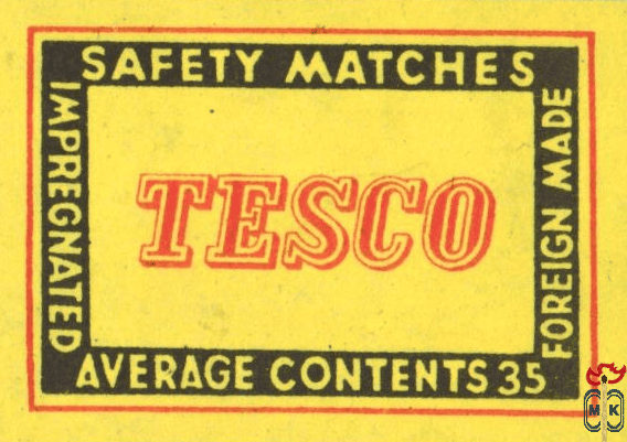 Tesco safety matches foreign made impregnated average contents 35
