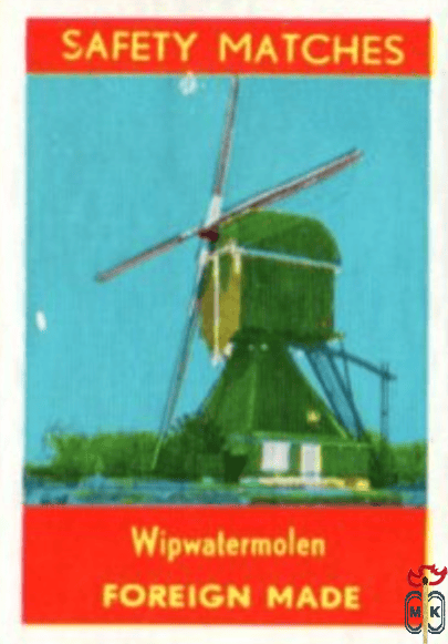 Wipwatermolen safety matches foreign made