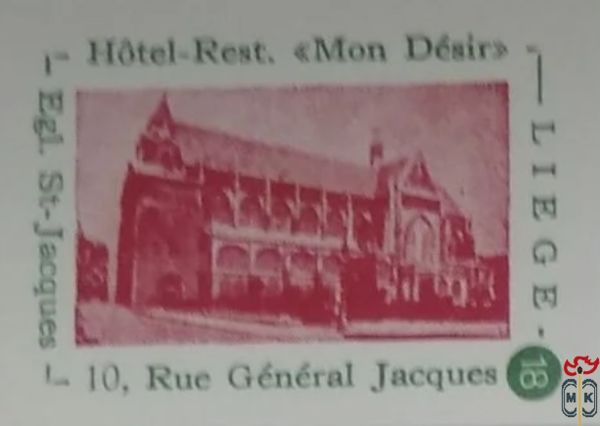 Liege Egl. St-Jacques Hotel-Rest. "Mon Desir"-10, Rue Genera