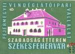 50x35 mm-Fejér Megyei Vendéglátóipari Vállalat, MSZ, 40 f-Szabadság ét