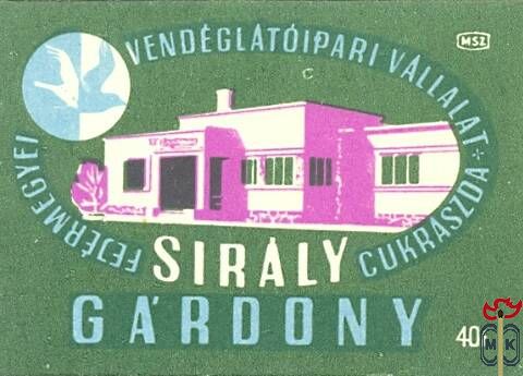 50x35 mm-Fejér Megyei Vendéglátóipari Vállalat, MSZ, 40 f-Sirály cukrá