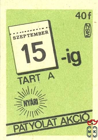 Szeptember 15-ig tart a Patyolat akcio MSZ, 40f