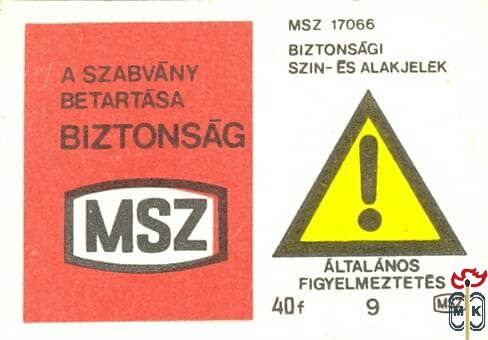 A szabvány betartása biztonság, MSZ, MSZ 17066, Biztonsági szín- és al