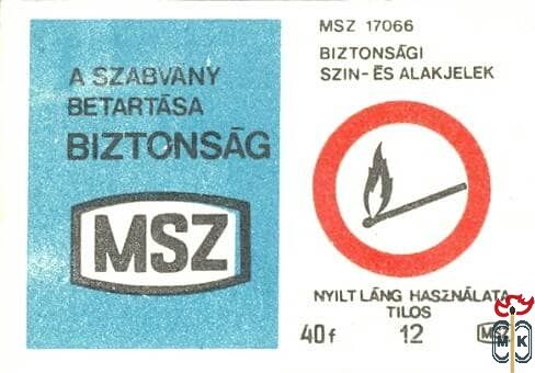 A szabvány betartása biztonság, MSZ, MSZ 17066, Biztonsági szín- és al