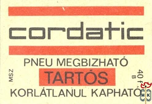 Cordatic Pneu, megbízható, tartós, korlátlanul kapható B 40f MSZ