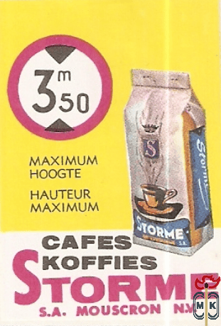 Cafes koffies Storme S.A. Mouscron N.V. Maximum hoogte hauteur maximum