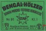 BENGAL-HOLZER Bengal-matches-fosforos bengalicos Star Nr.91 KI.I Abgob