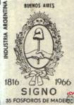 Buenos Aires Industria Argentina SIGNO 1816 1966 35 fosforos de madera