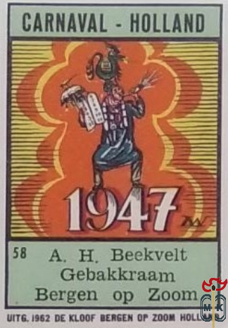 A.H. Beekvelt Gebakkraam Bergen op Zoom CARNAVAL-HOLLAND Uitg. 1962 de