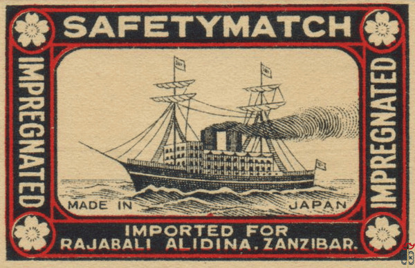 Imported for Rajabali Alidina, Zanzibar.  impregnated safety match mad