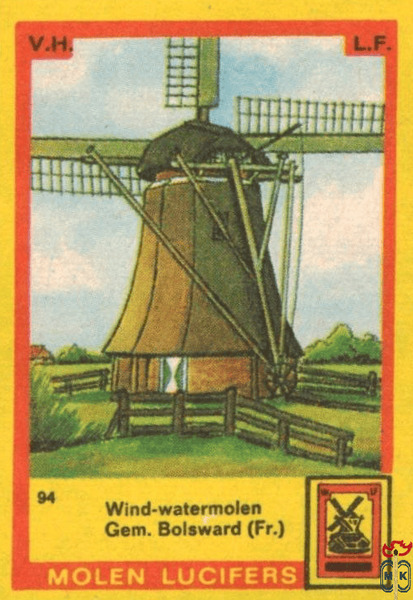 Wind-watermolen Gem. Bolsward (Fr.) Molen lucifers v.h. l.f.