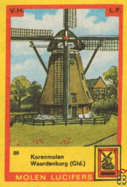 Korenmolen Waardenburg (Gld.) Molen lucifers v.h. l.f.