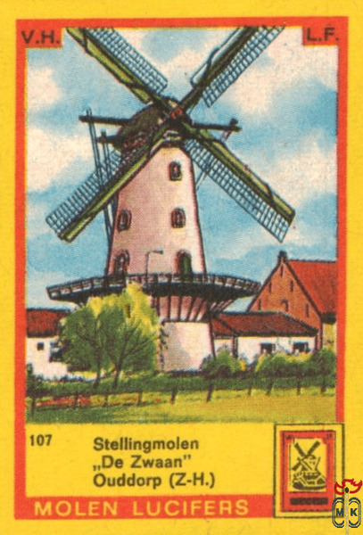 Stellingmolen "De Zwaan" Ouddorp (Z.-H.) Molen lucifers v.h.