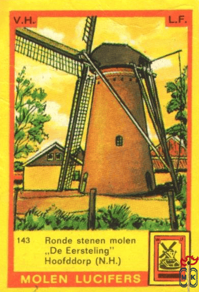Ronde stenen molen "De Eersteling" Hoofddorp (N.H.) V.H. L.F