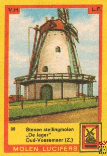 Stenen stellingmolen "De Jager" Oud-Vossemeer (Z.) Molen luc