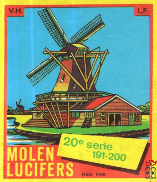 20e serie 191-200 Ned. fab. Molen lucifers v.h. l.f.