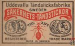 Sakerhets-Tandstickor Uddevalla Tandsticksfabriks Sweden Swwedish safe