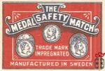 The safety Medal match trade mark impregnated manufactured in Sweden