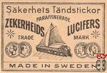 Zekerheids Lucifers Sakerhets Tandstickor paraffinerade trade mark mad