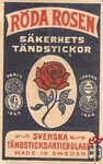 Roda Rosen sakerhets tandstickor Svenska tandsticksaktiebolaget made i