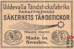 Uddevalla Tandsticksfabriks paraffinerade sakerhets tandstickor trade
